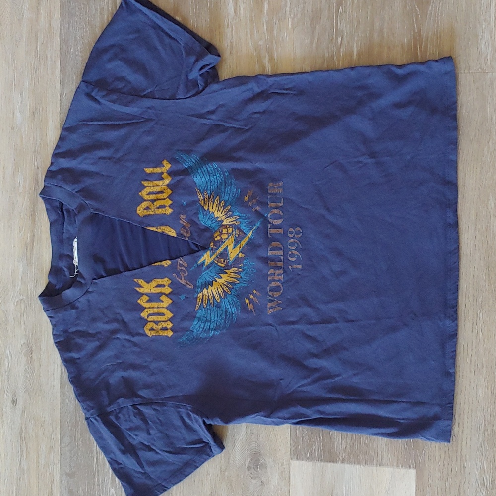Modish Rebel Women's Rock & Roll Graphic T-Shirt Blue Size L